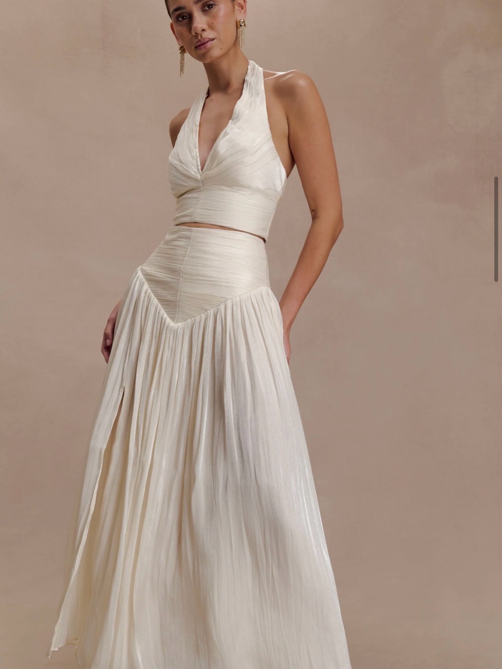 Meshki Ivory Halter Two-Piece Bridal Set